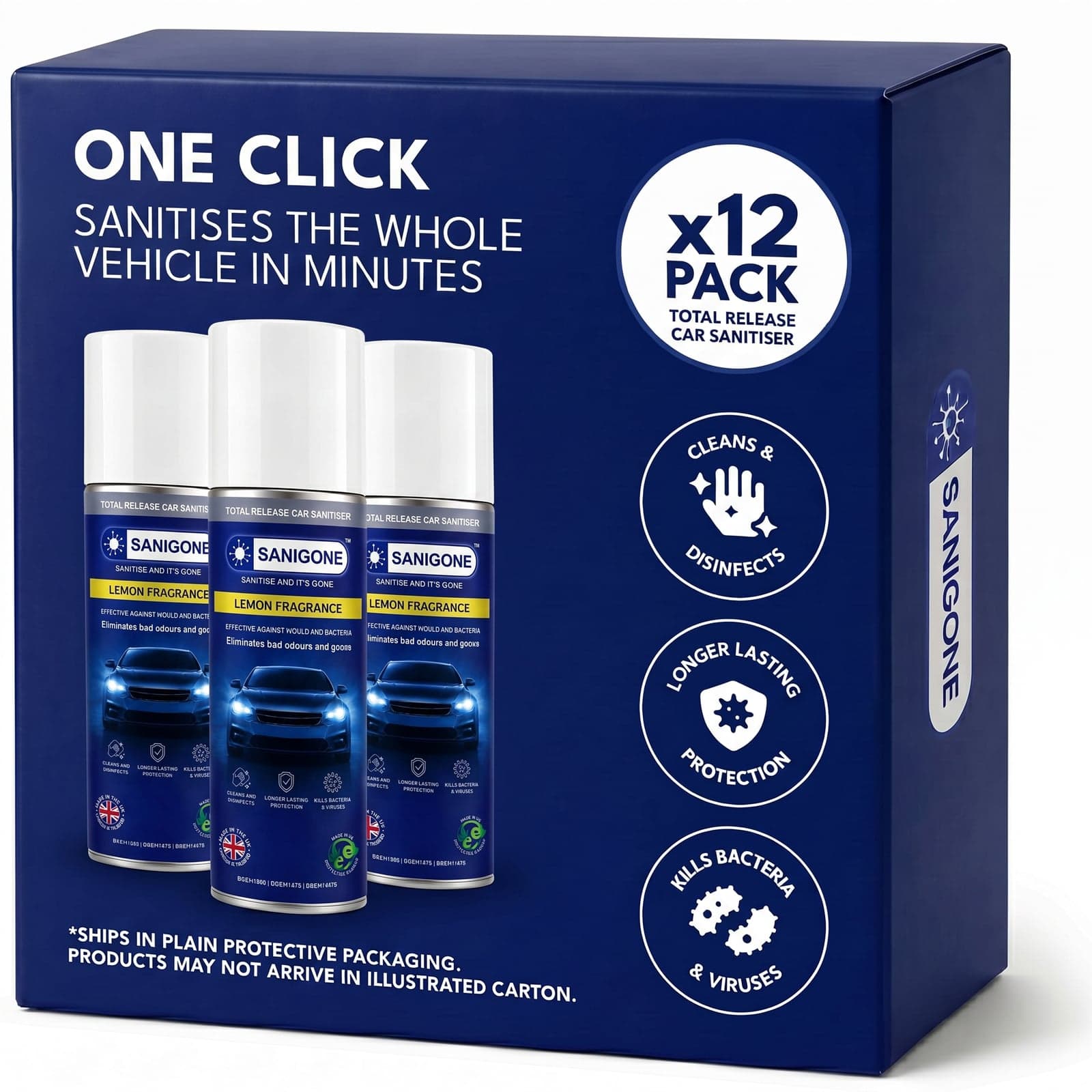 Sanigone Total Release Car Sanitiser Lemon Fragrance — Pack of 12 box