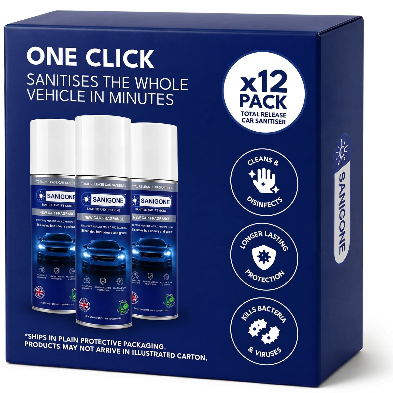 Sanigone Total Release Car Sanitiser New Car Fragrance — Pack of 12 box